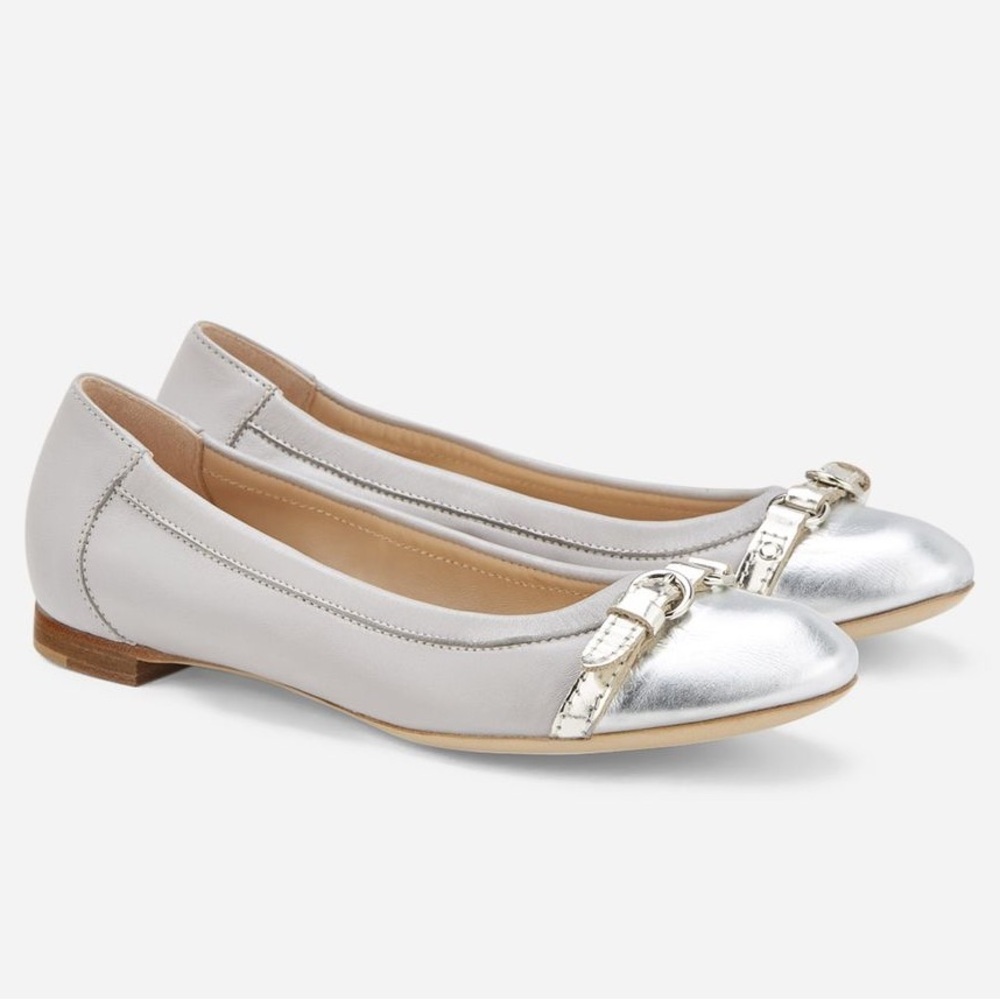AGL Metallic Silver and Gray "Monika" Ballet Flat